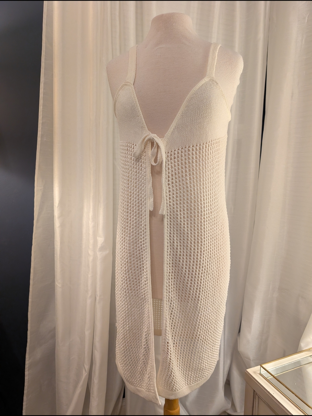 “FCT WITH LOVE” Cream Knit Swimsuit Cover Up - Large